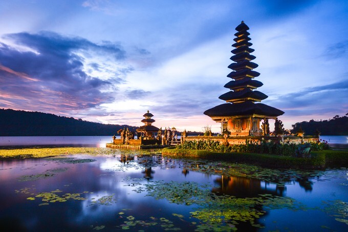 Pura Ulun Danu Bratan, Hindu temple on Bratan lake, Bali, Indonesia
